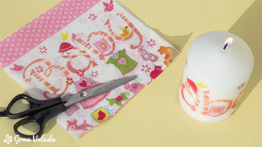 velas para bautizo tecnica decoupage